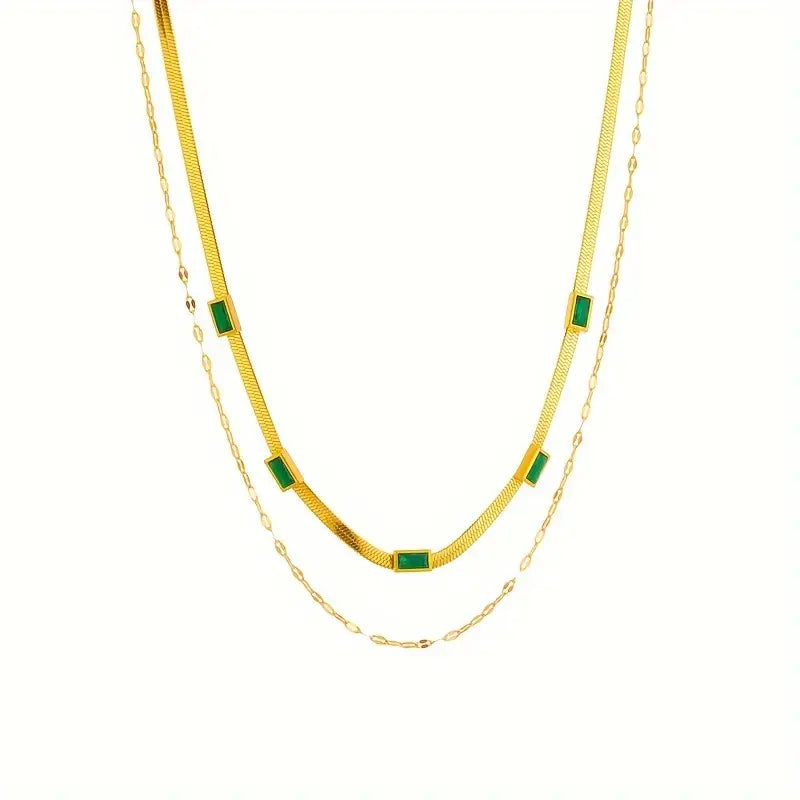Sorella Gem Double-Layer Retro Necklace | Gold 4