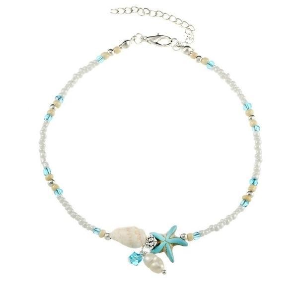 Star and Shell Anklet Bracelet | Natural Stones 1