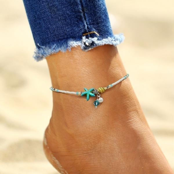 Star and Shell Anklet Bracelet | Natural Stones 2