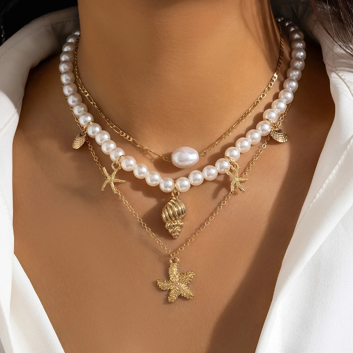 Starfish Dreams Pearl Choker Necklace | Imitation Pearl 0