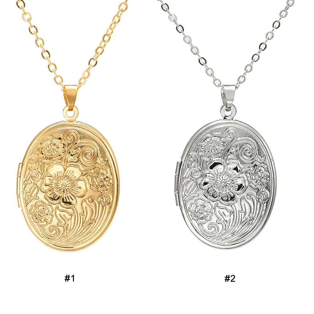 Timeless Engraved Oval Photo Locket Necklace | Silver 4