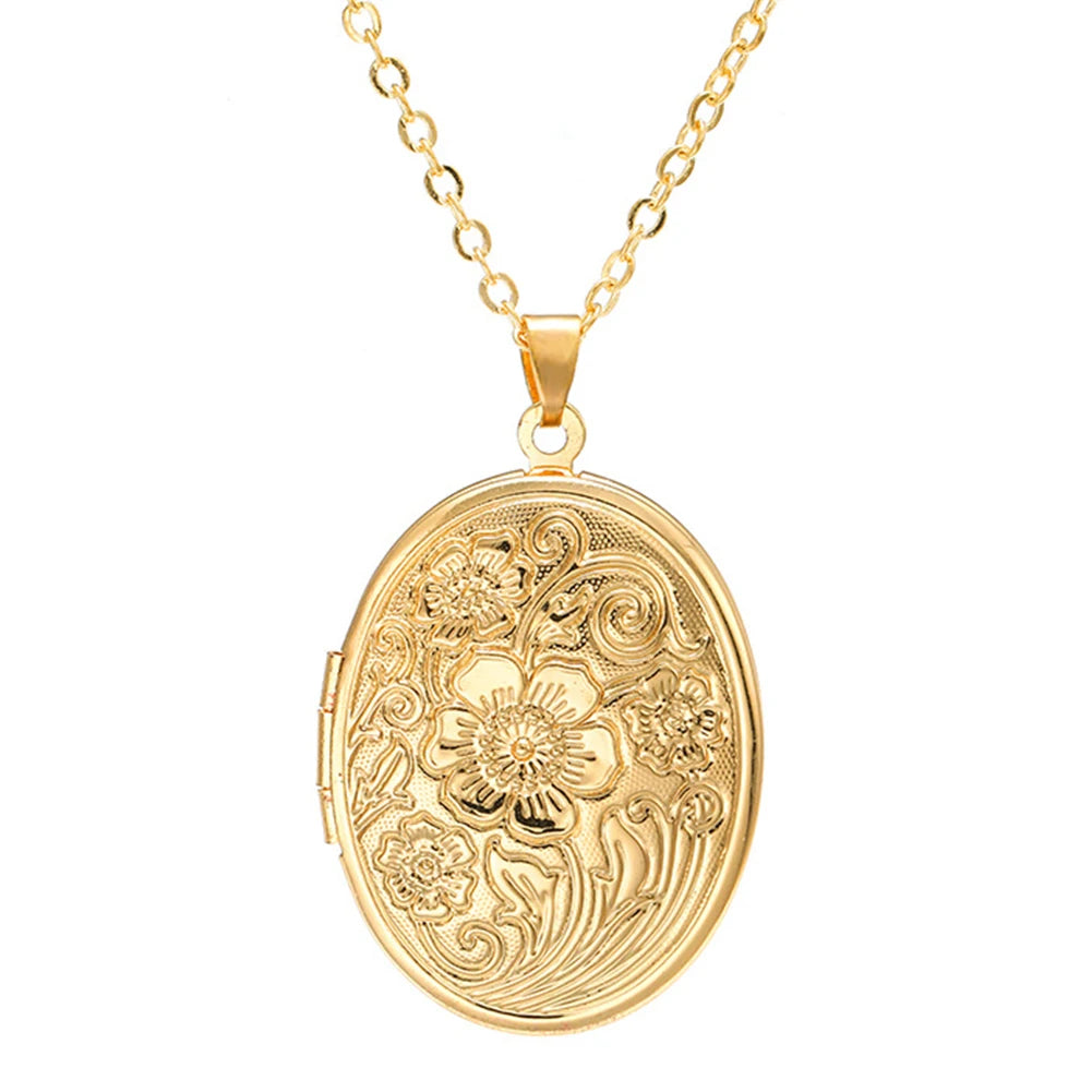 Timeless Engraved Oval Photo Locket Necklace | Silver 7