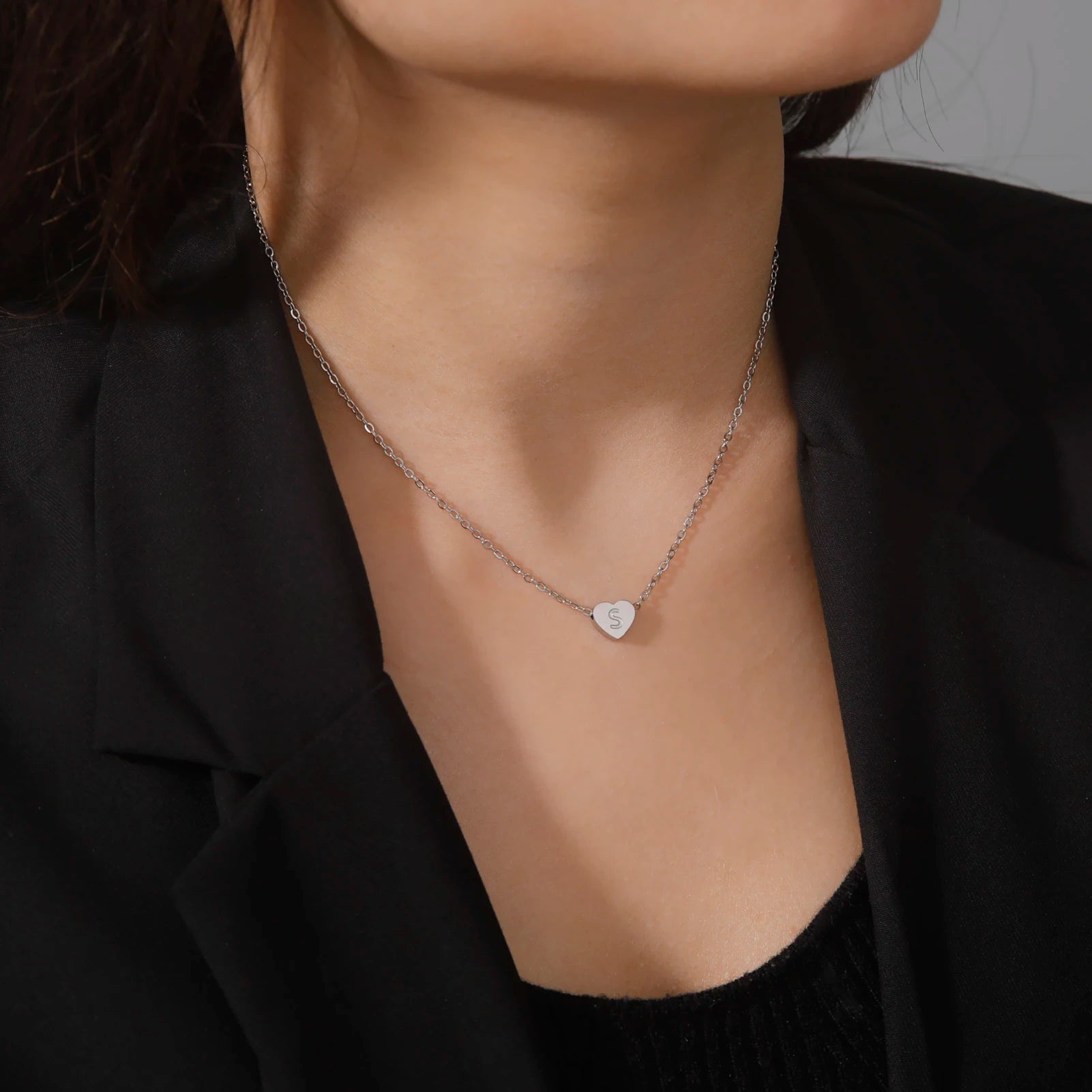 Timeless Heart Initial Necklace | Silver 1