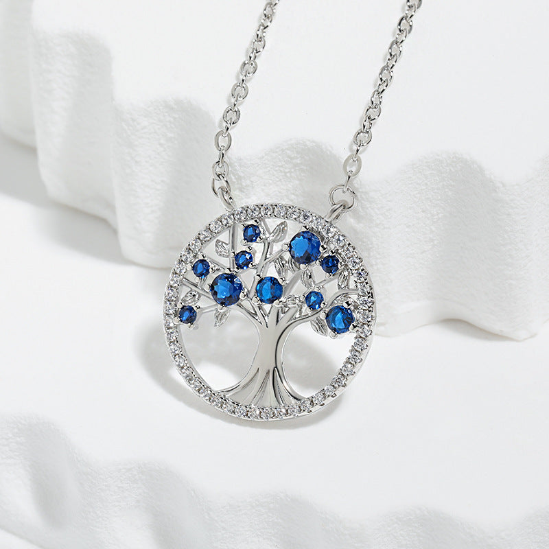 Tree of Life Sapphire Necklace | White Gold 1