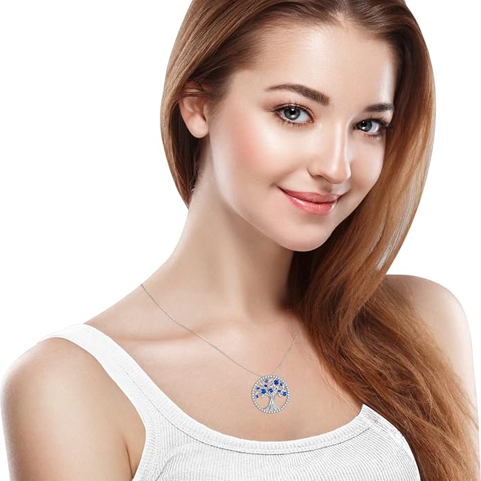 Tree of Life Sapphire Necklace | White Gold 2