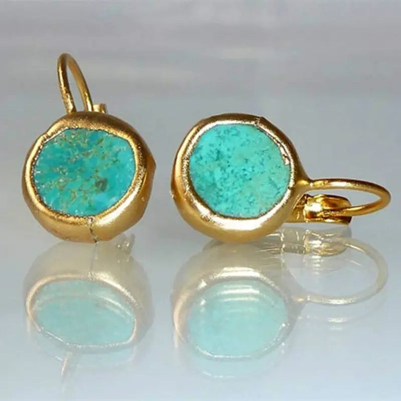 Turquoise Gem Earrings | Gold 0