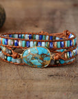 Turquoise Leather Wrap Bracelet | Genuine Leather 0