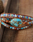 Turquoise Leather Wrap Bracelet | Genuine Leather 2
