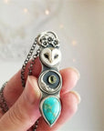 Turquoise Owl Wisdom Bar Necklace | Genuine Turquoise 0