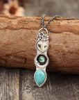 Turquoise Owl Wisdom Bar Necklace | Genuine Turquoise 1