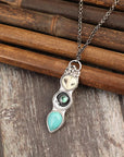 Turquoise Owl Wisdom Bar Necklace | Genuine Turquoise 2