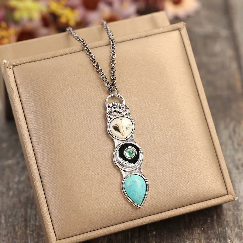 Turquoise Owl Wisdom Bar Necklace | Genuine Turquoise 4