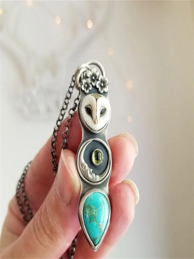 Turquoise Owl Wisdom Bar Necklace | Genuine Turquoise 5