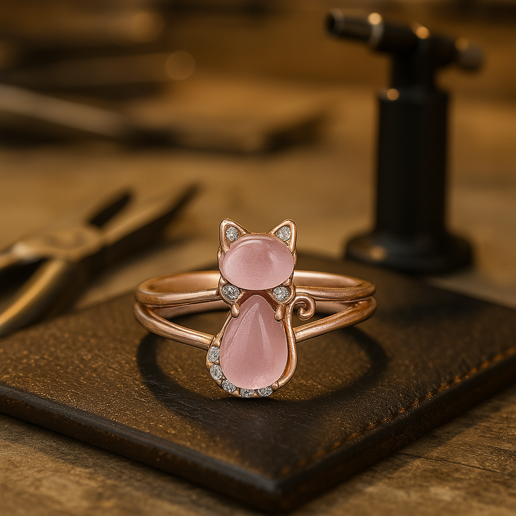Unique Cat Ring | Rose Gold Jewelry | Elegant Cat Accessories 1