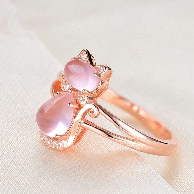 Unique Cat Ring | Rose Gold Jewelry | Elegant Cat Accessories 2