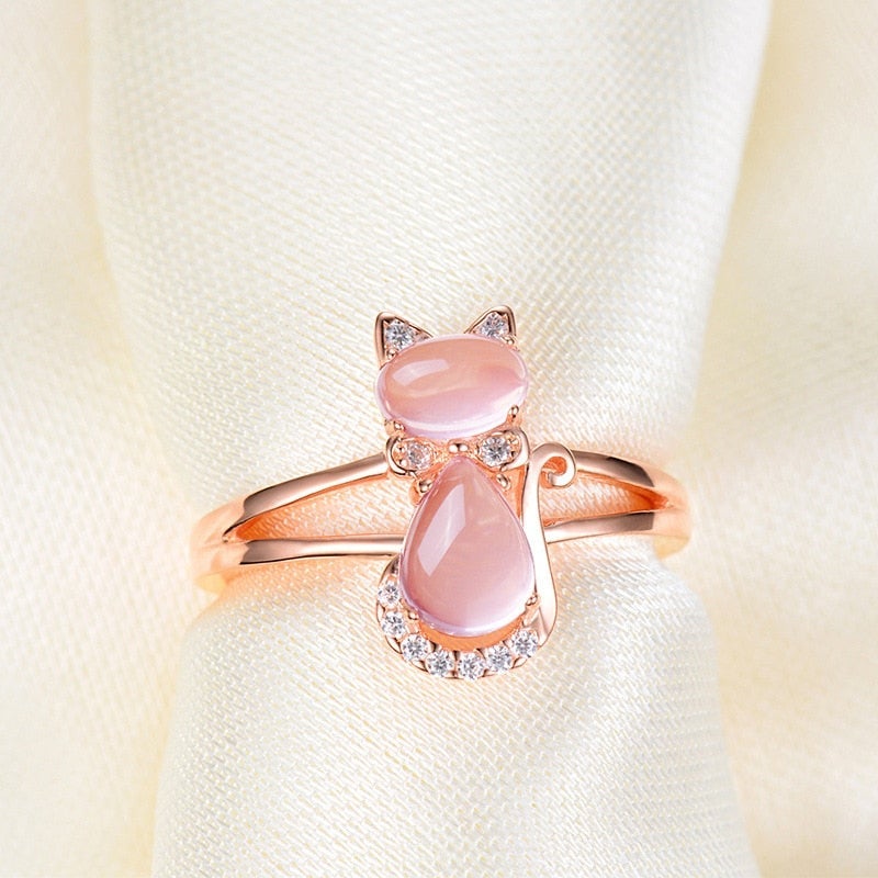 Unique Cat Ring | Rose Gold Jewelry | Elegant Cat Accessories 3