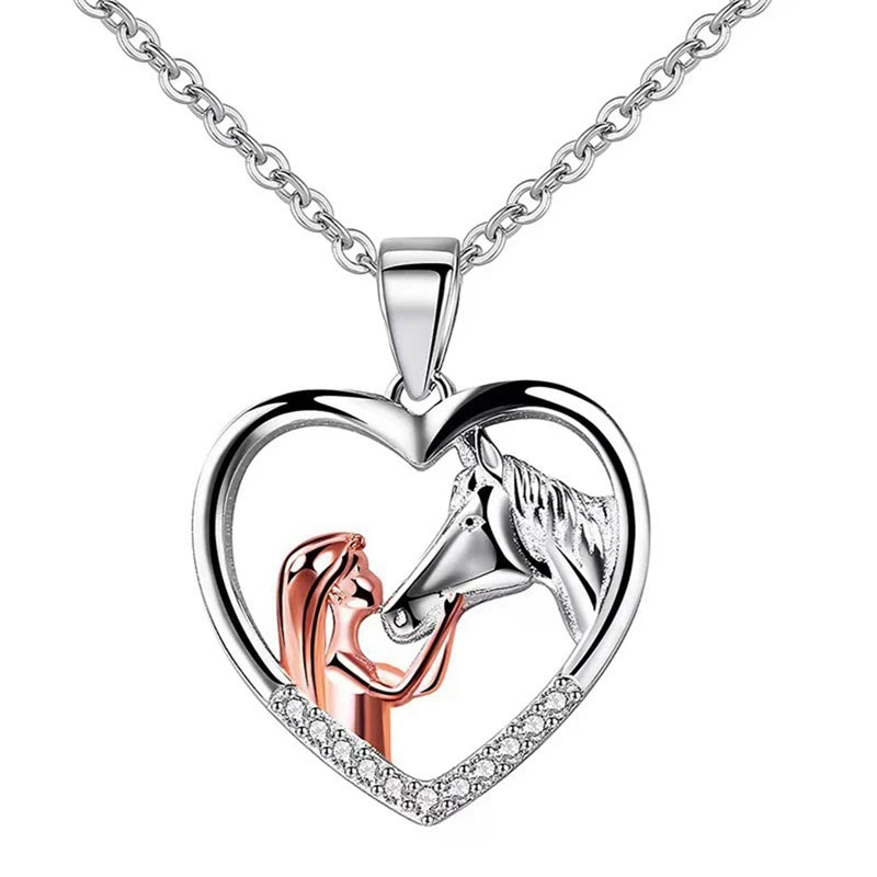 Unique Heart Zircon Girl Horse Necklace | Elegant Jewelry | Meaningful Gift | Delicate Sparkle 4