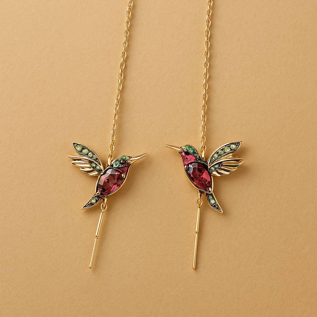 Unique Hummingbird Earrings | Enamel Jewelry | Zirconia Drop Earrings 2