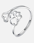 Unique Paw & Heart Ring | Adjustable 925 Sterling Silver | Pet Lover Jewelry | Meaningful Gift 0