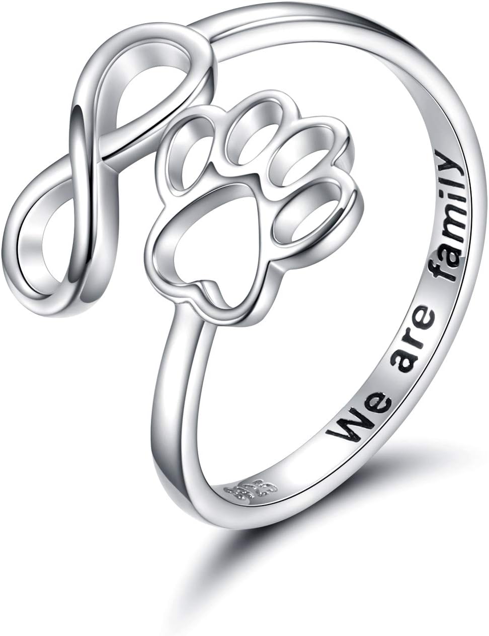 Unique Paw & Heart Ring | Adjustable 925 Sterling Silver | Pet Lover Jewelry | Meaningful Gift 3