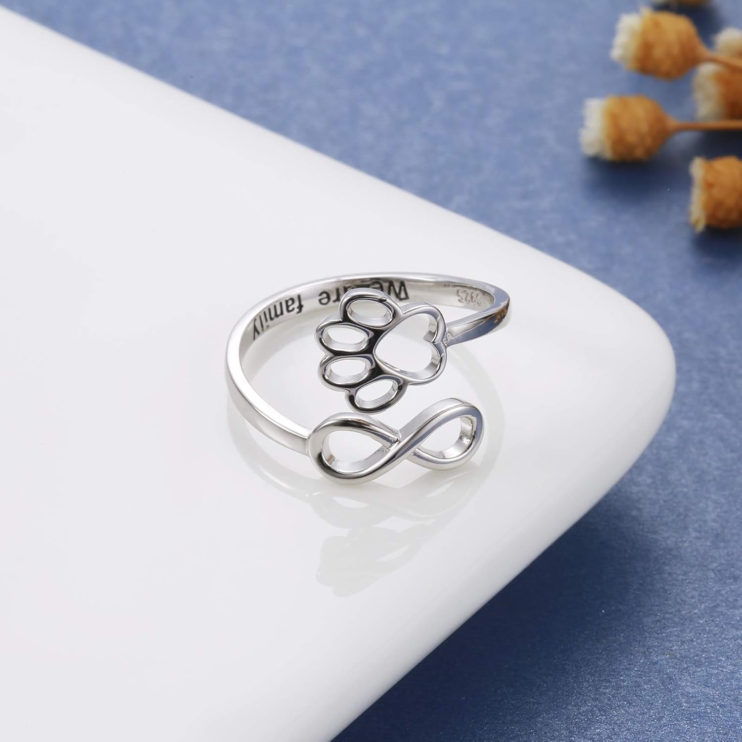 Unique Paw & Heart Ring | Adjustable 925 Sterling Silver | Pet Lover Jewelry | Meaningful Gift 4