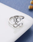 Unique Paw & Heart Ring | Adjustable 925 Sterling Silver | Pet Lover Jewelry | Meaningful Gift 4