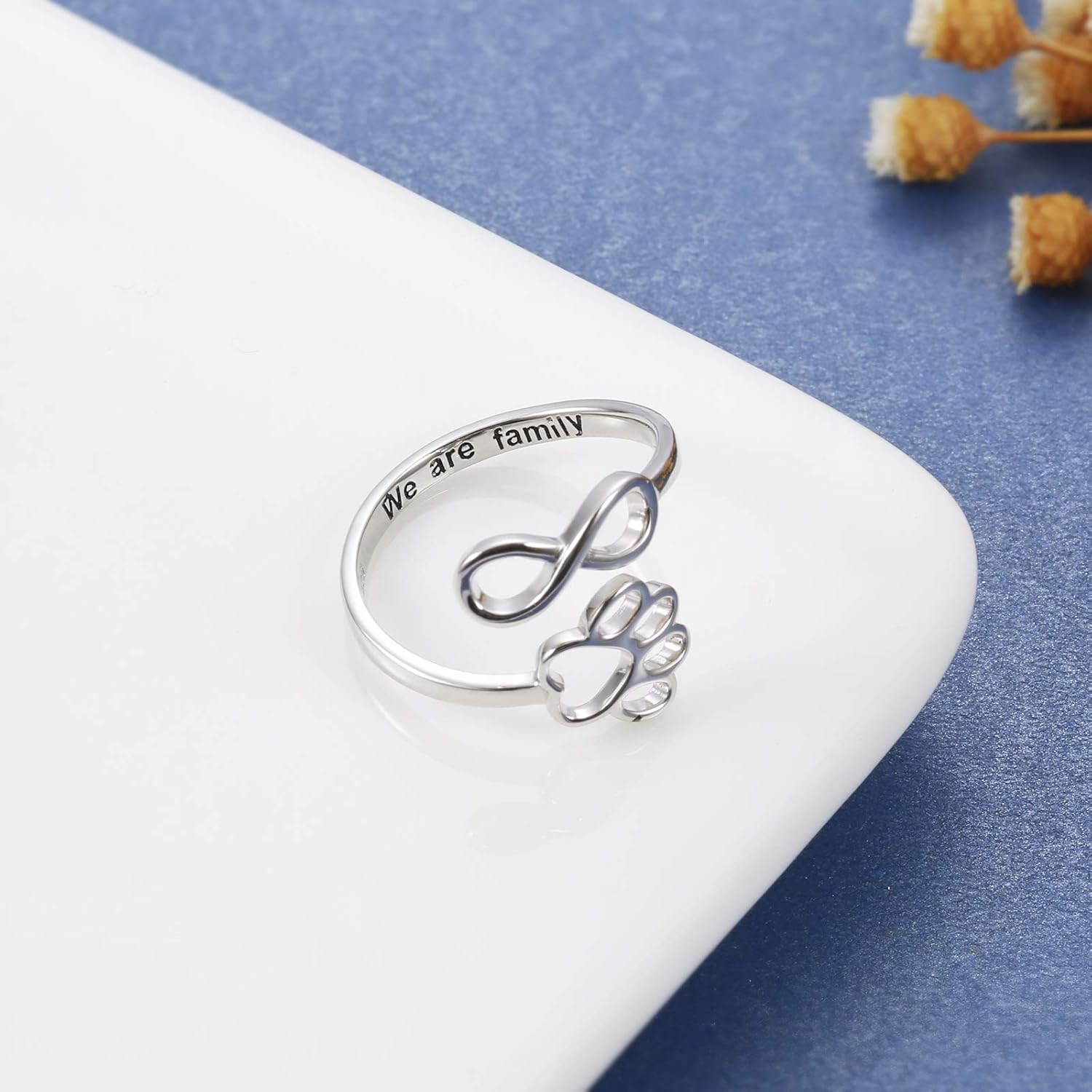 Unique Paw & Heart Ring | Adjustable 925 Sterling Silver | Pet Lover Jewelry | Meaningful Gift 5