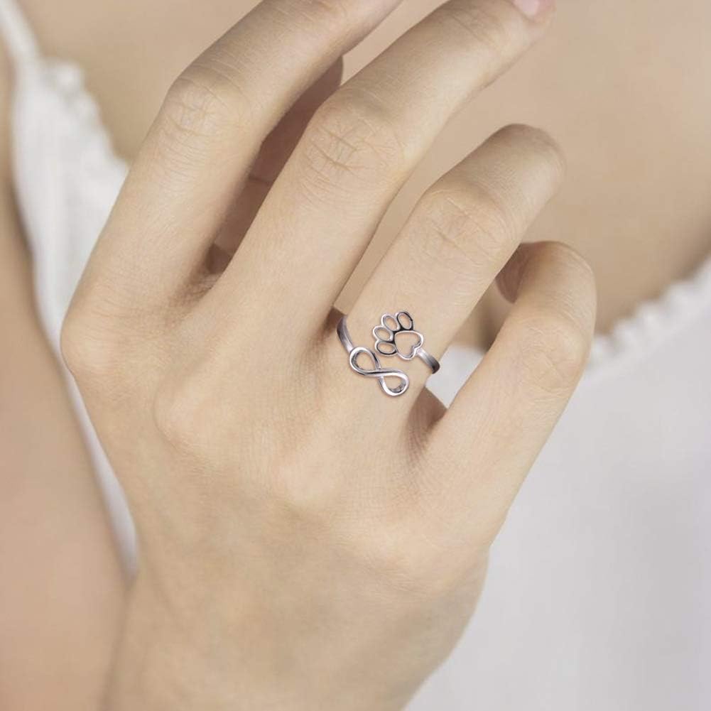 Unique Paw &amp; Heart Ring | Adjustable 925 Sterling Silver | Pet Lover Jewelry | Meaningful Gift 7