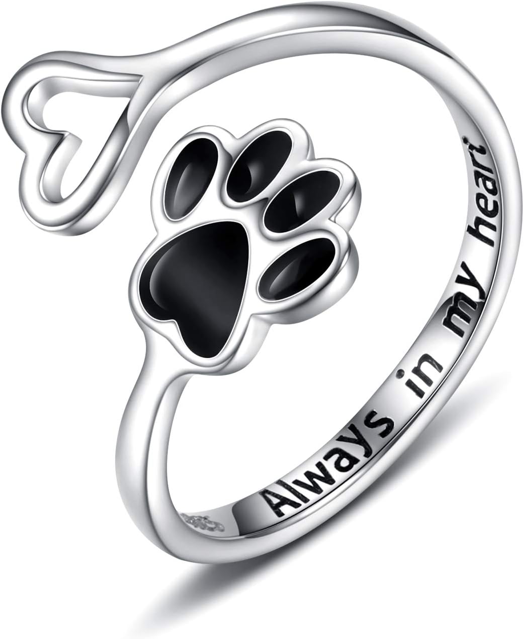 Unique Paw &amp; Heart Ring | Adjustable 925 Sterling Silver | Pet Lover Jewelry | Meaningful Gift 8