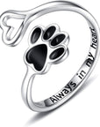 Unique Paw & Heart Ring | Adjustable 925 Sterling Silver | Pet Lover Jewelry | Meaningful Gift 8