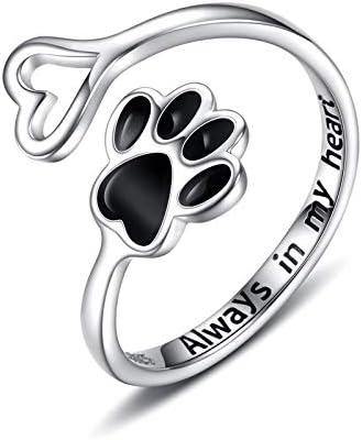 Unique Paw & Heart Ring | Adjustable 925 Sterling Silver | Pet Lover Jewelry | Meaningful Gift 9