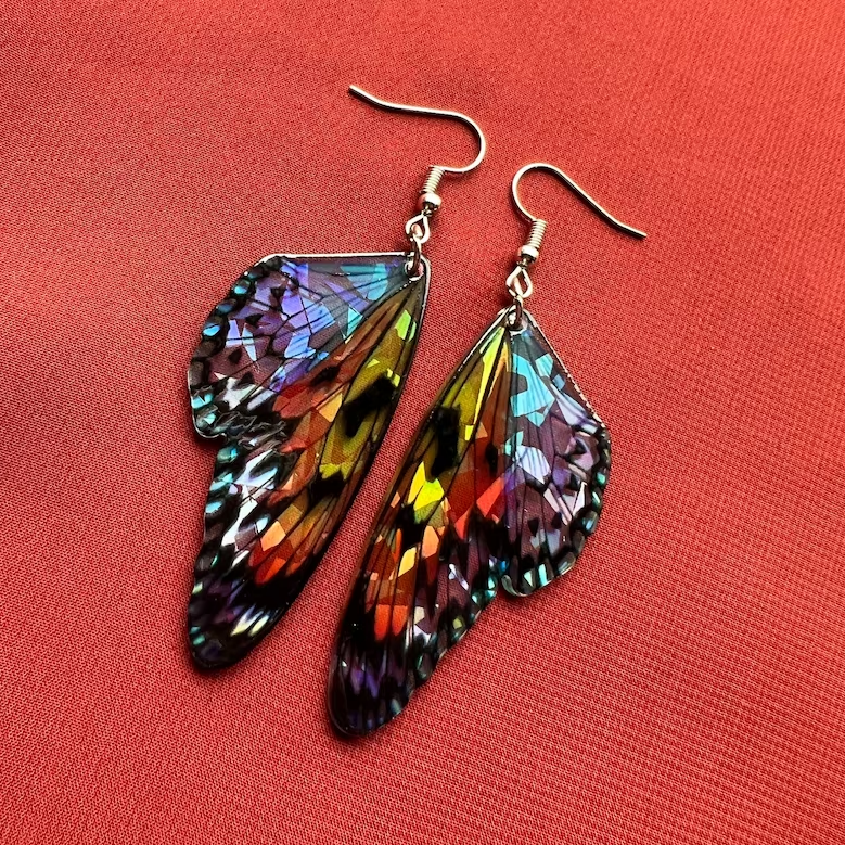 Unique Vintage Butterfly Earrings | Colorful Wings Jewelry | Handcrafted Statement Accessories 0