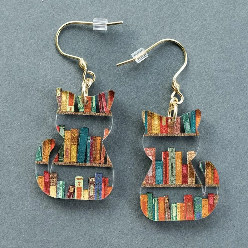 Unique Vintage Cat Earrings | Colorful Cat Jewelry | Handmade Cat Accessories 0