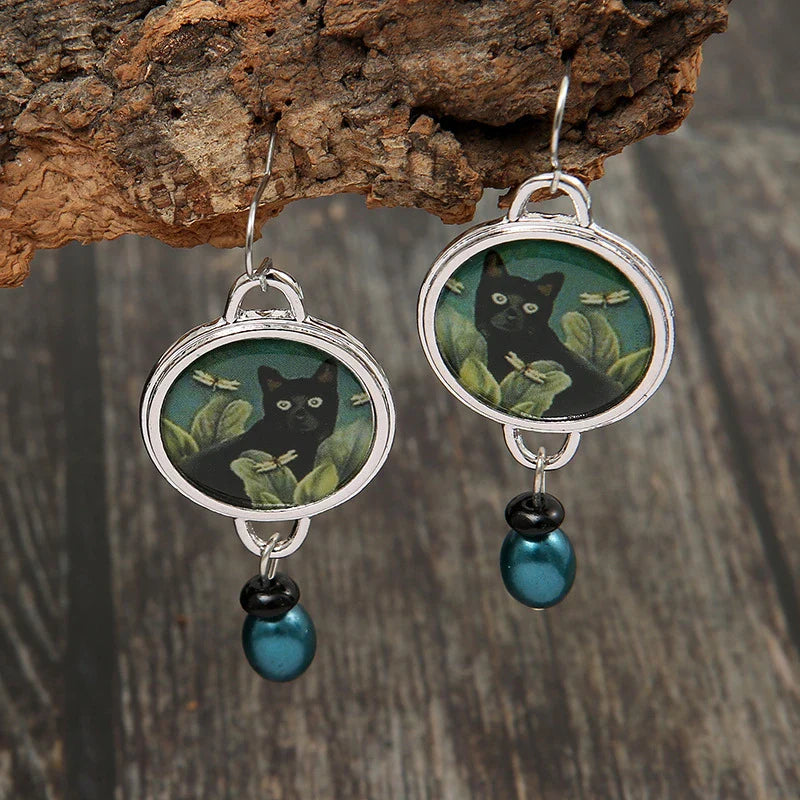 Unique Vintage Cat Earrings | Silver Cat Jewelry | Handmade Cat Accessories 0