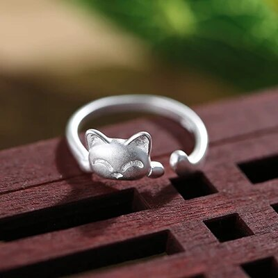 Unique Vintage Silver Kitty Ring | Handmade Jewelry | Cat Lover Accessory 0