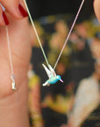 Unique women's Hummingbird Necklace | Sterling Silver Jewelry | Enamel Pendant | Artisan Crafted 0