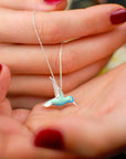 Unique women's Hummingbird Necklace | Sterling Silver Jewelry | Enamel Pendant | Artisan Crafted 1