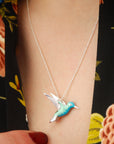 Unique women's Hummingbird Necklace | Sterling Silver Jewelry | Enamel Pendant | Artisan Crafted 2