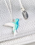 Unique women's Hummingbird Necklace | Sterling Silver Jewelry | Enamel Pendant | Artisan Crafted 3