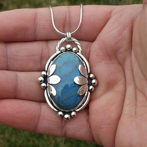 Vintage Blue Stone Necklace | Silver 0