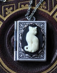 Vintage Cat Book Pendant Necklace | Alloy 3