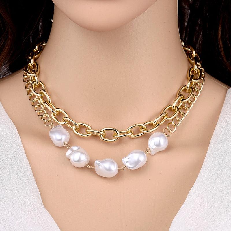 Vintage Chained Pearl Necklace | Gold 0