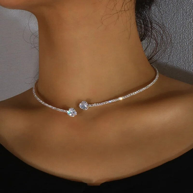 Vintage Double Zirconia Necklace | Silver-Plated 0