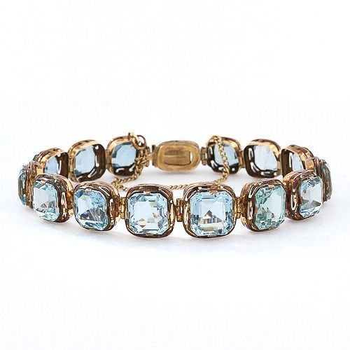 Vintage Elegance Bracelet | Blue Glass Jewelry | Handcrafted Gold Accessory 0