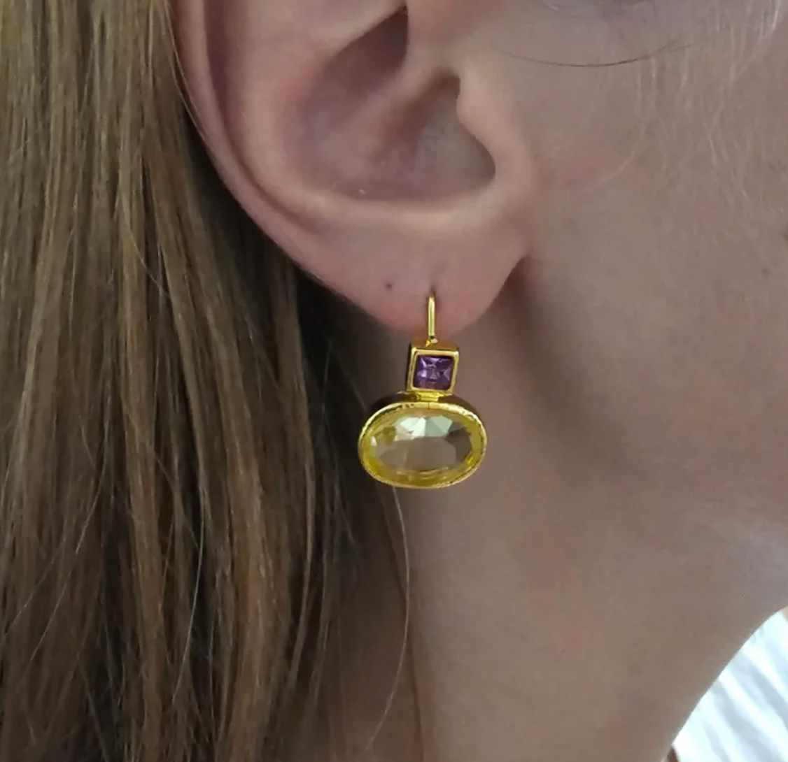 Vintage Green Gold Earrings | Gold 1