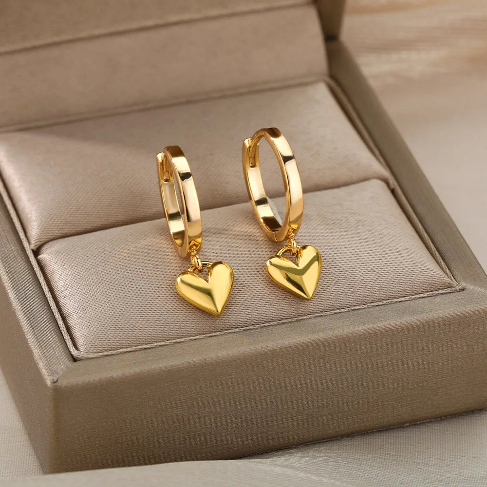 Vintage Heart Drop Earrings | Gold 0