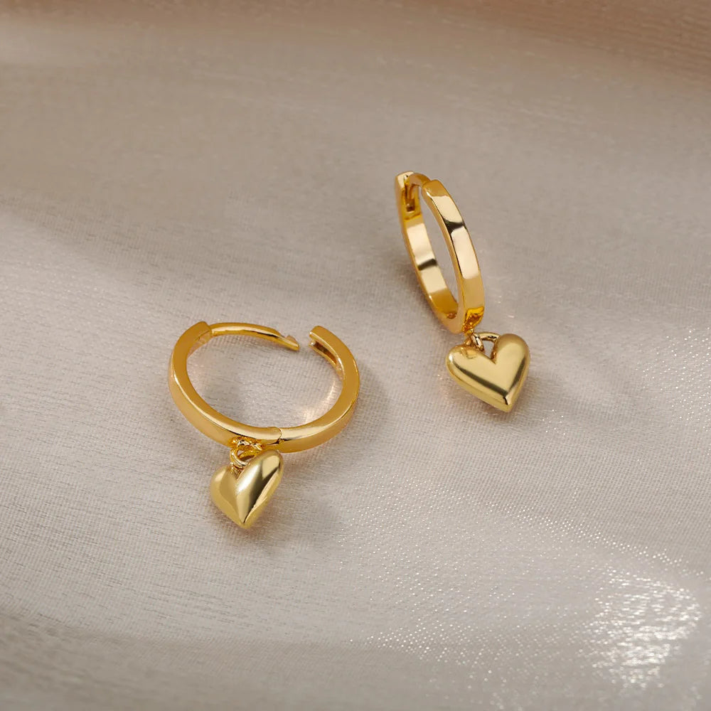 Vintage Heart Drop Earrings | Gold 4