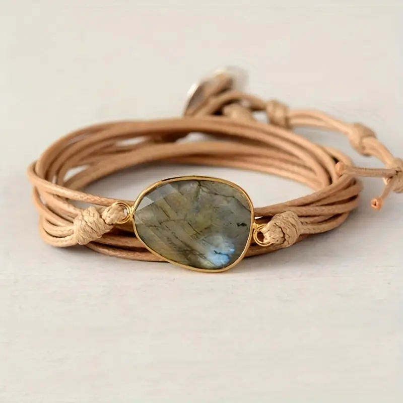 Vintage Leather Stone Bracelet | Genuine Leather 0