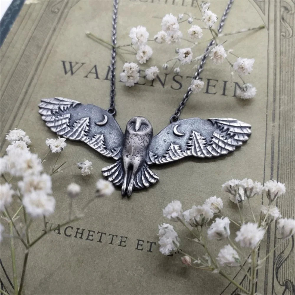 Vintage Owl Moon Necklace | Zinc Alloy 1