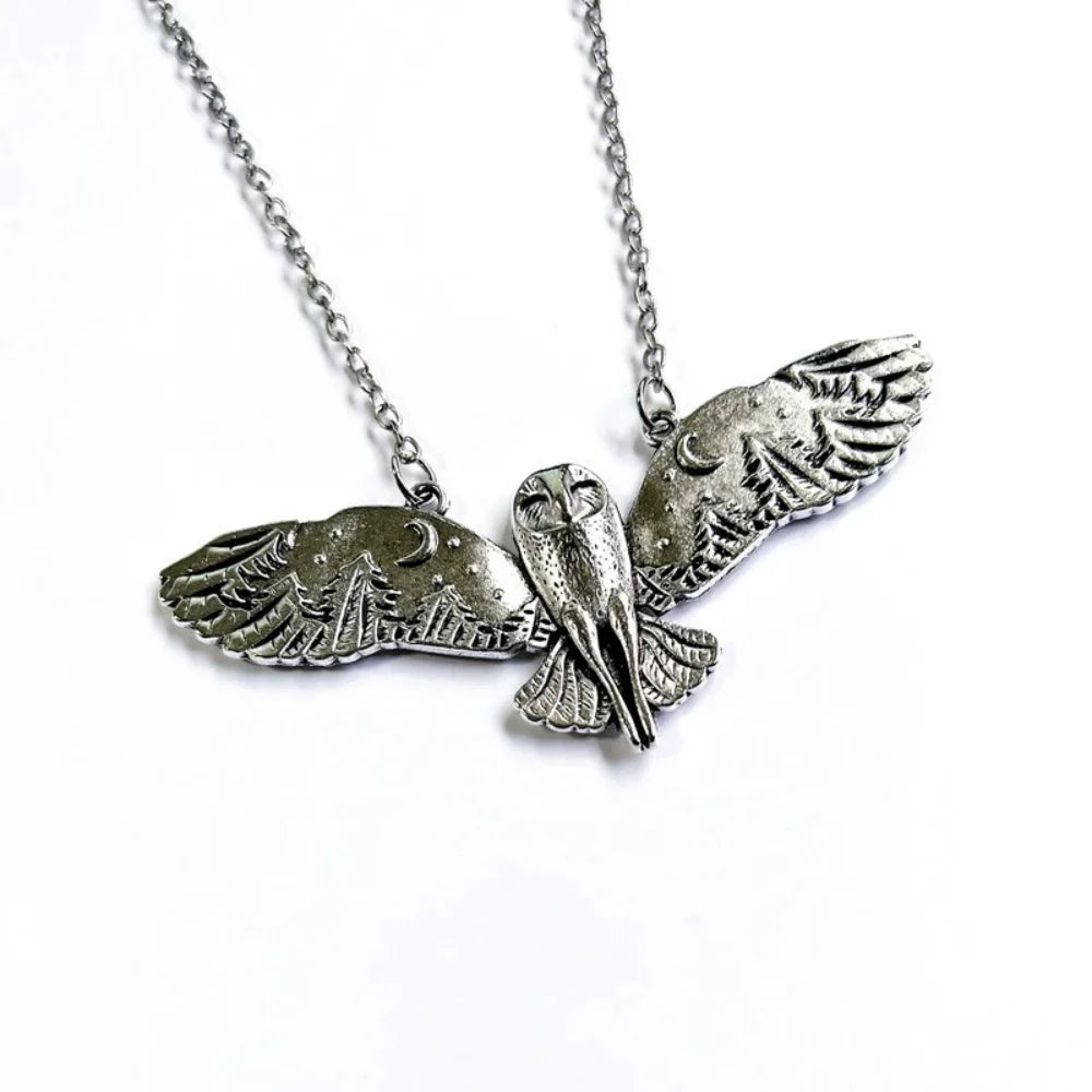 Vintage Owl Moon Necklace | Zinc Alloy 4